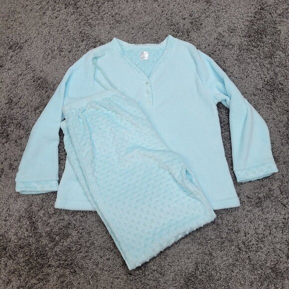 New Jaclyn Intimates Size 2X Piece Plush Blue Fleece Pajama Set Super Soft! - Picture 6 of 11